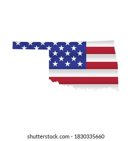 Oklahoma US state flag map isolated on white. Vector illustration.