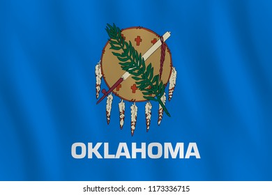 Oklahoma US state flag with waving effect, official proportion.