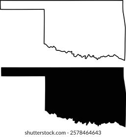 Oklahoma U.S. state map outine and silhouette icon design