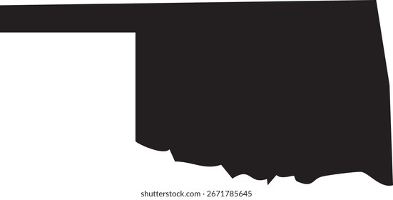Oklahoma US Mapa de Estado Silhueta Sólida Preto  