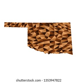 Oklahoma U.S. state polygonal map background low poly style 6 brown colors vector illustration EPS
