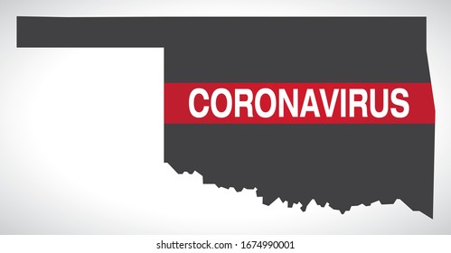 Oklahoma USA federal state map with Coronavirus warning illustration
