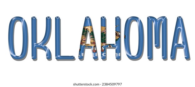 OKLAHOMA USA flag text font, 3D OKLAHOMA flag colorful background, OKLAHOMA flag vector illustration