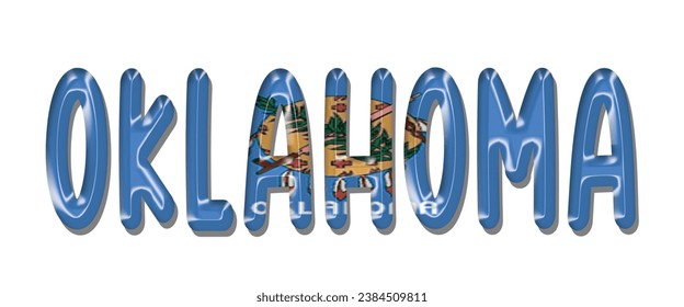 OKLAHOMA USA flag text font, 3D OKLAHOMA flag colorful background, OKLAHOMA flag vector illustration