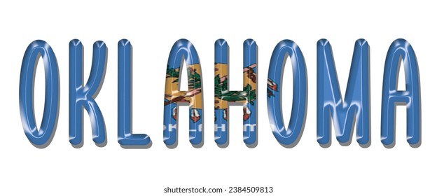 OKLAHOMA USA flag text font, 3D OKLAHOMA flag colorful background, OKLAHOMA flag vector illustration