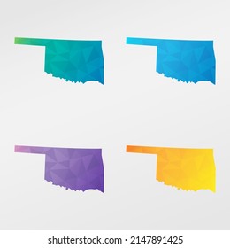 Oklahoma, USA Low Poly Map Clip Art Design. Nationales geometrisches Polygonbild. Vektorgrafik-Symbol.