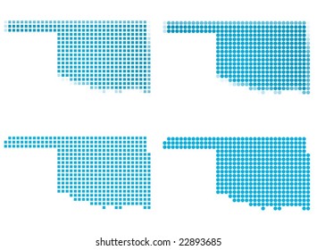 Oklahoma (USA) map mosaic set. Isolated on white background.