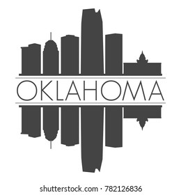 Oklahoma USA Skyline Vector Art Mirror Silhouette Emblematic Buildings 