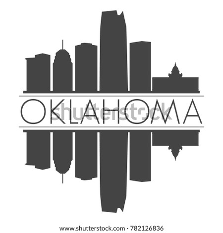 Oklahoma USA Skyline Vector Art Mirror Silhouette Emblematic Buildings 