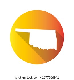 Oklahoma, USA Symbol Map Icon Round. Flat Vector Art Design with Shadow. Gradient Color Banner.