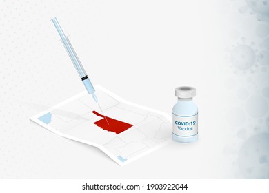 Oklahoma Vaccination, Injection with COVID-19 vaccine in Map of Oklahoma. Vaccination Concept Illustration.