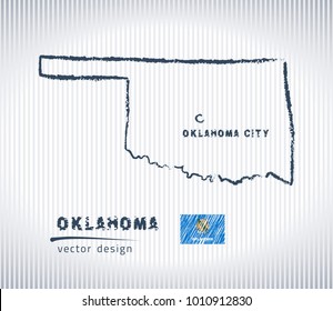 Oklahoma vector chalk drawing map isolated on a white background