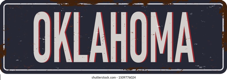 Oklahoma vintage rusty metal sign on a white background, vector illustration