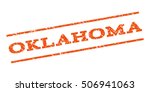 Oklahoma watermark stamp. Text caption between parallel lines with grunge design style. Rubber seal stamp with dust texture. Vector orange color ink imprint on a white background.