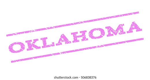 Oklahoma watermark stamp. Text tag between parallel lines with grunge design style. Rubber seal stamp with dust texture. Vector violet color ink imprint on a white background.