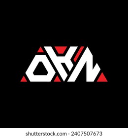OKN triangle letter logo design with triangle shape. OKN triangle logo design monogram. OKN triangle vector logo template with red color. OKN triangular logo Simple, Elegant, and Luxurious design.