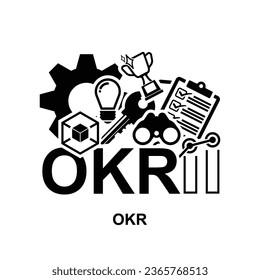 OKR-Symbol. Objektives Schlüsselergebnis einzeln auf Hintergrund, Vektorgrafik.