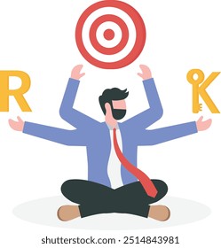 OKR, Objektive Key Results Business. Geschäftsmann sitzen und überprüfen effektive Strategie Methode zum Erfolg Ziel.

