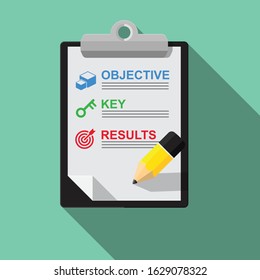 OKR - objective key results sheet vector flat design.
