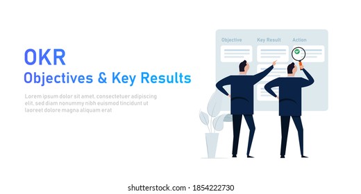 OKR objectives and key results illustration of management implementing strategy task management