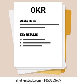 OKR Objectives And Key Results List On Paper Tracking Employee Measure Target In Company