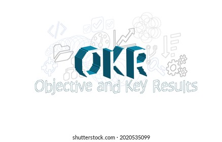 okr, abstraktes Konzept, Wort Design Symbol Cloud