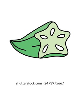 Okra in doodle style. Vector isolated on white background