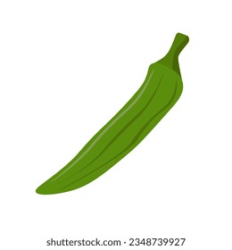 Icono plano de Okra ilustración vectorial, vegetal de ocro aislado en fondo blanco, imagen vegetal simple de dibujos animados