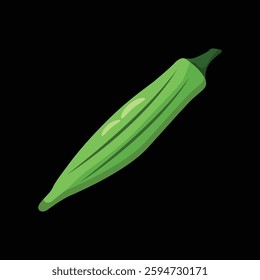Okra flat vector illustration isolated on a white background
