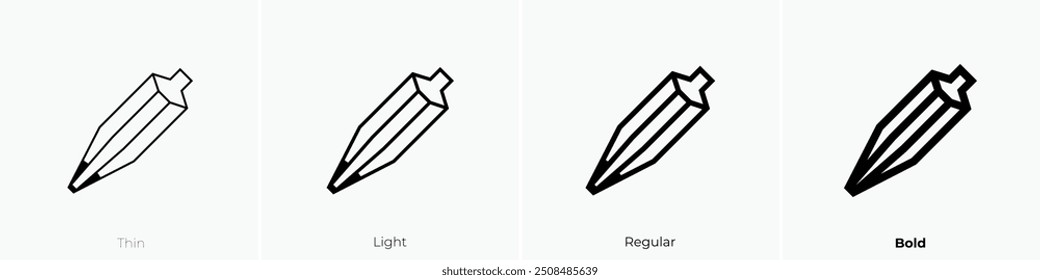 Okra-Symbol. Dünnes, helles Design im regulären und kühlen Stil, einzeln auf weißem Hintergrund