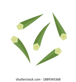 Okra con fondo blanco. Vector Okra. Diseño del logo de Okra.