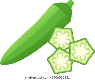 Okra Slices Isolated Vector Illustration