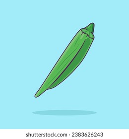  Okra Vegetable cartoon vector icon illustration food nature icon concept isolated premium