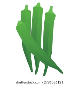Okra Vegetable Icon Simple Flat Vector Illustration Isolated on White Background.