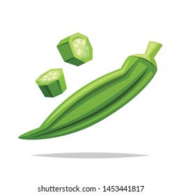 Okra vegetable vector isolated illustration