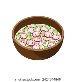 Okroshka Russian cold soup vector illustration