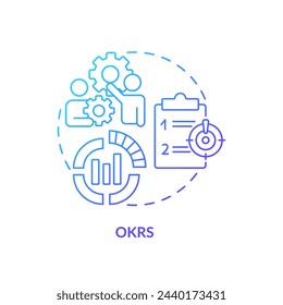 OKRs method blue gradient concept icon. Goal setting technique. Round shape line illustration. Abstract idea. Graphic design. Easy to use in infographic, promotional material, article, blog post