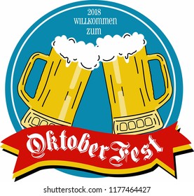 Oktober Fest Beer Festival German Beer Mug Vector İllustration Background Wallpaper 