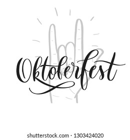 Oktober fest beer festival typography lettering emblem. Hand crafted design elements for prints posters advertising. Vector vintage illustration.