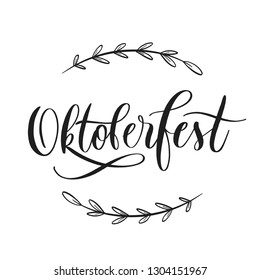 Oktober fest beer festival typography lettering emblem. Hand crafted design elements for prints posters advertising. Vector vintage illustration.