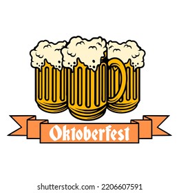 Oktober fest, beer mug with banner