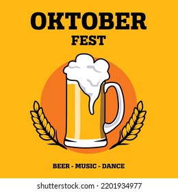 oktober fest beer and wheat vector design