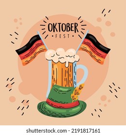 oktober fest celebration lettering with beer