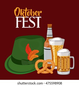 oktober fest invitation poster vector illustration design