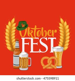 oktober fest invitation poster vector illustration design