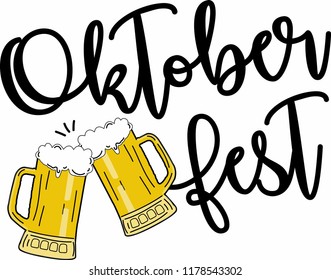 Oktober Fest Letter Type Beer Festival German İllustration Vector 