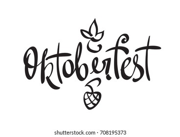  Oktober Fest Lettering for Oktoberfest Beer Festival. Hand drawn vector Illustration isolated on white background.