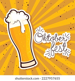 oktober fest lettering postcard with beer