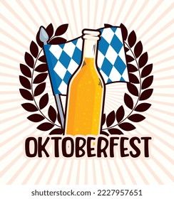 oktober fest lettering poster with beer