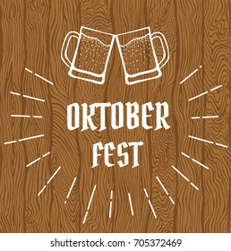 Oktober fest logo, chalk lettering on wooden board